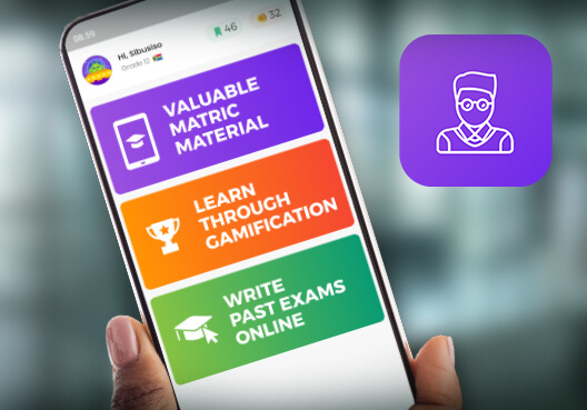 Matric Live app screen on a mobile Colourful matric Live app screen on a mobile held in someone's hand